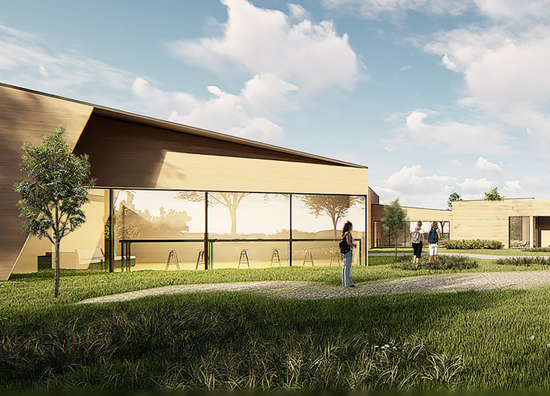 Meditative Retreat Crafted with Concrete Rib Beams and Warm Pine Finishes