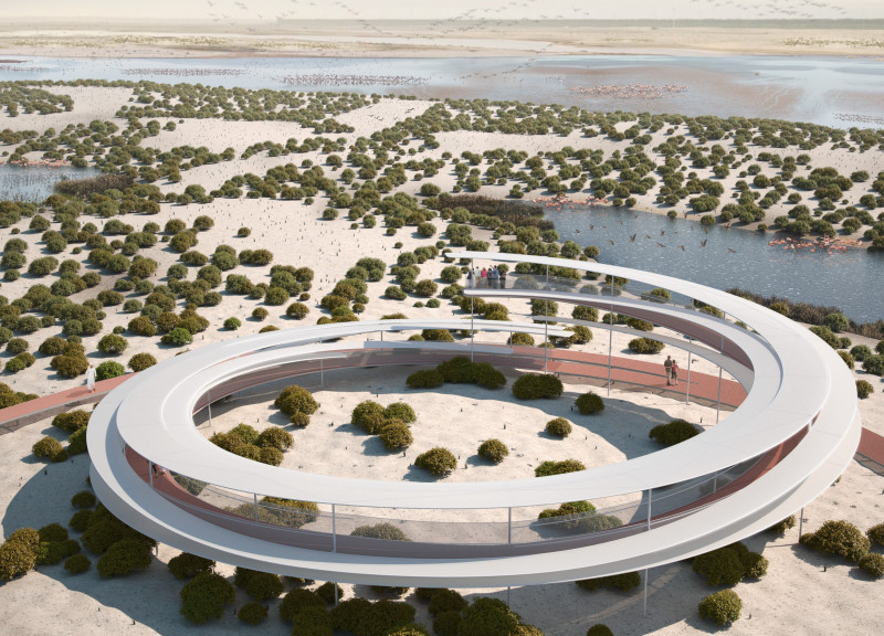 Ptfe Fabric Roof over Eco Grating Walkways in a Wildlife Observation Structure