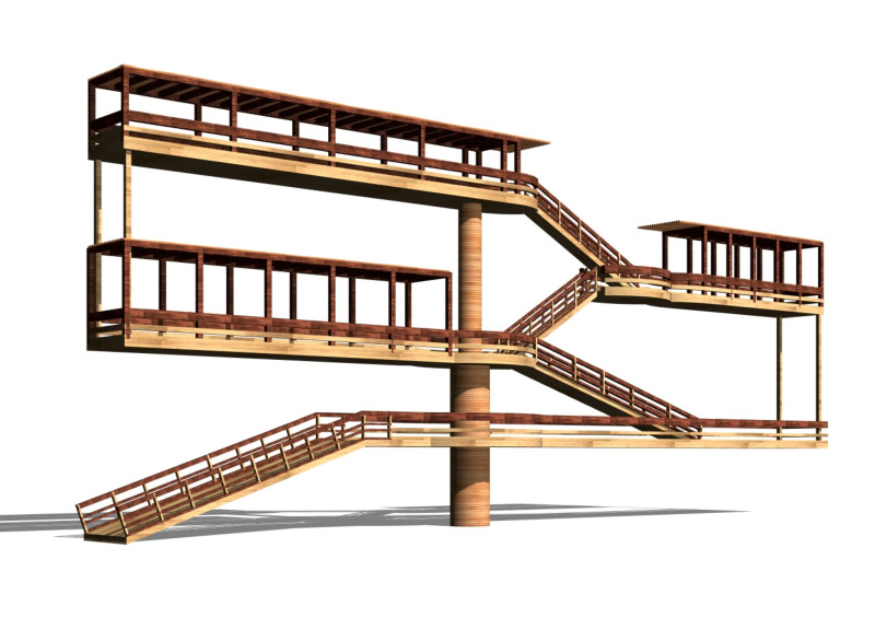 Bamboo Ramps Elevate Natural Observation in Timber Tower