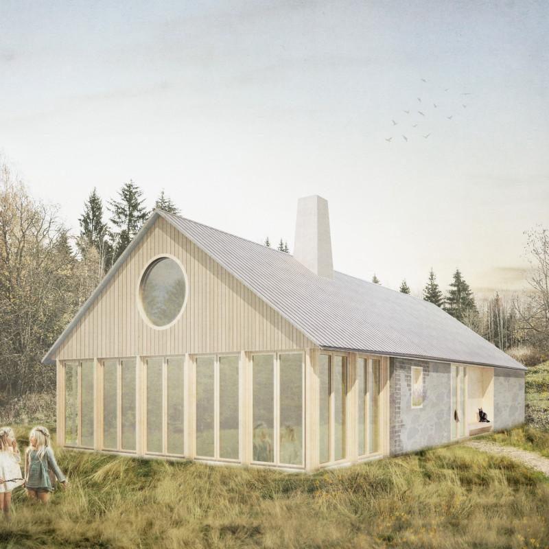A Historic Stone Barn with Cylindrical Windows and Quarry Stone