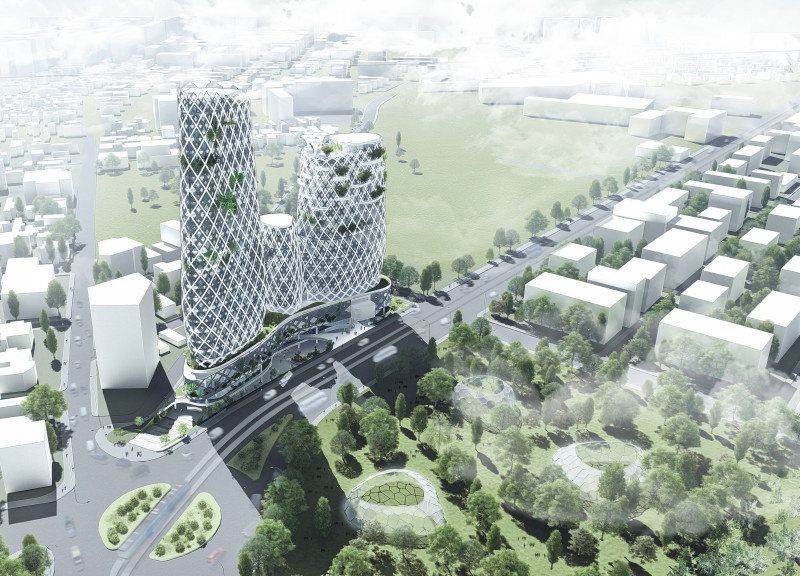 An Adaptive Mixed-Use Complex with Integrated Greenhouse Facades