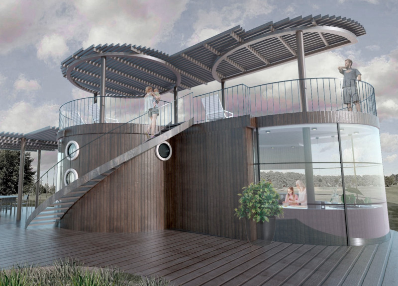 Cylindrical Forms Crafted from Natural Wood with Secluded Meditation Areas