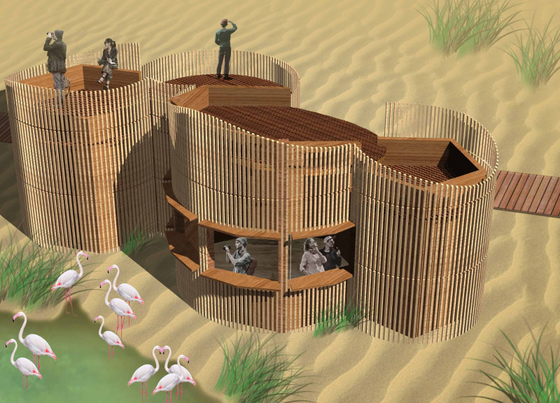 Wooden Sunshades Framing Natural Observatories Within Ecological Landscapes