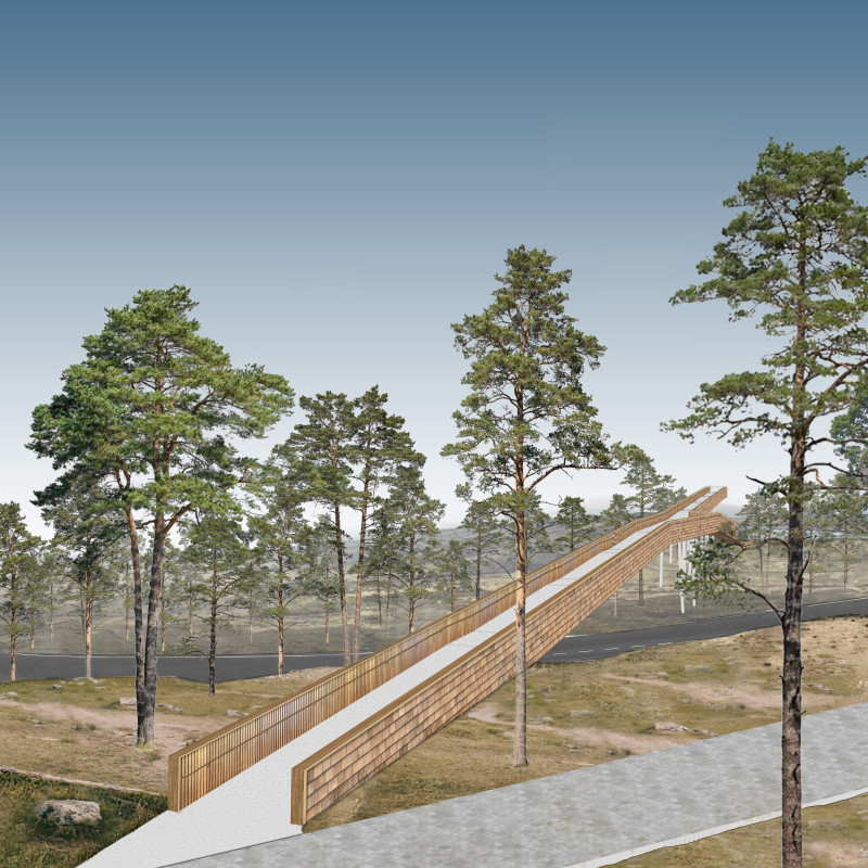 Cantilevered Observation Above Water with Corten Steel and Wooden Shingles