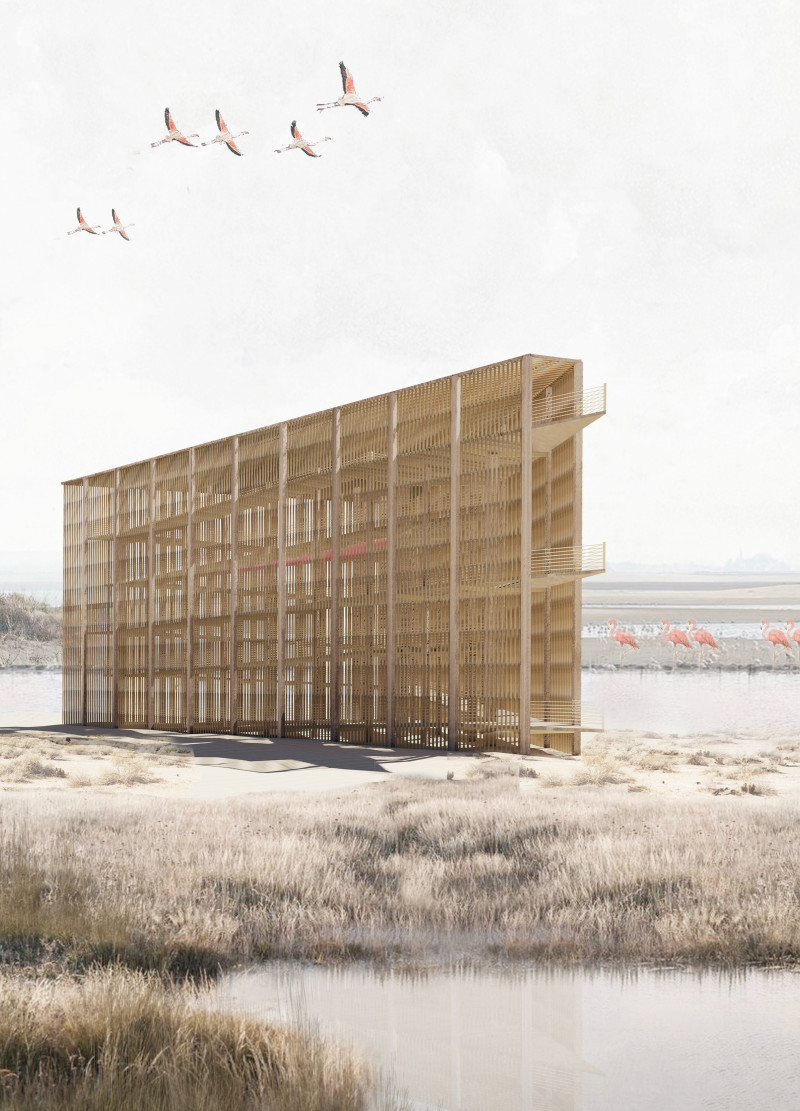 Bamboo-Faced Observation Platforms Overlooking Wetlands