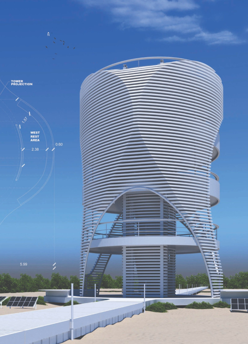Curvilinear Observation Structure Featuring Recycled Plastic and Solar Energy Solutions