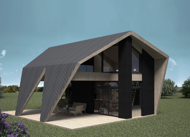 Terraced Huts with Functional Fireplaces for Communal Living