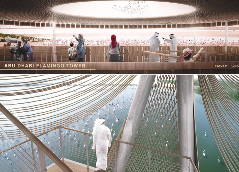 Abstraction of Sadu Weaving and Pink Accents Overlooking Wetlands