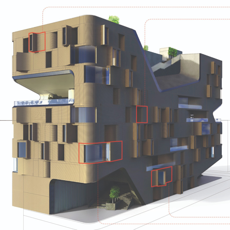 Curvilinear Brick Façade Enhancing Co-Living in Rome