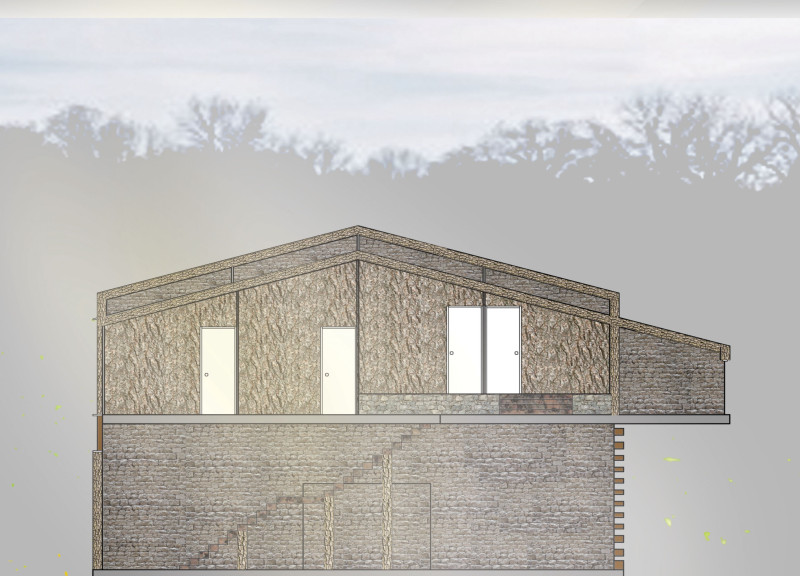 Reused Wood and Stone Blend in Nature-Focused Workshop Retreat