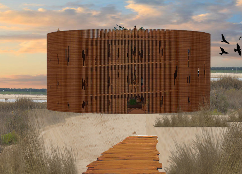 Multi-Layered Cross-Laminated Tower for Wildlife Observation