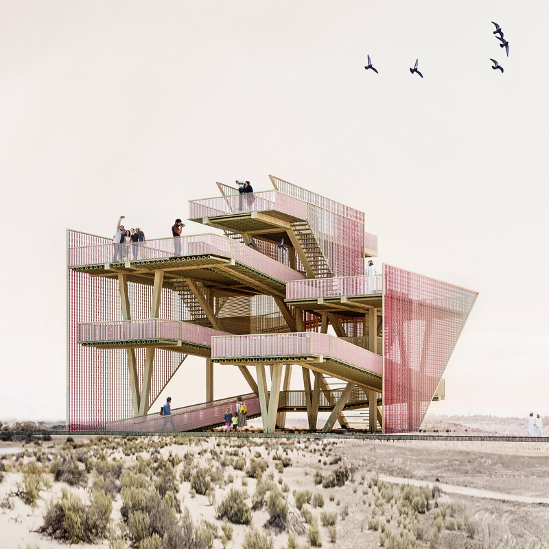 A Flamenco-Inspired Bamboo Structure for Wetland Observation