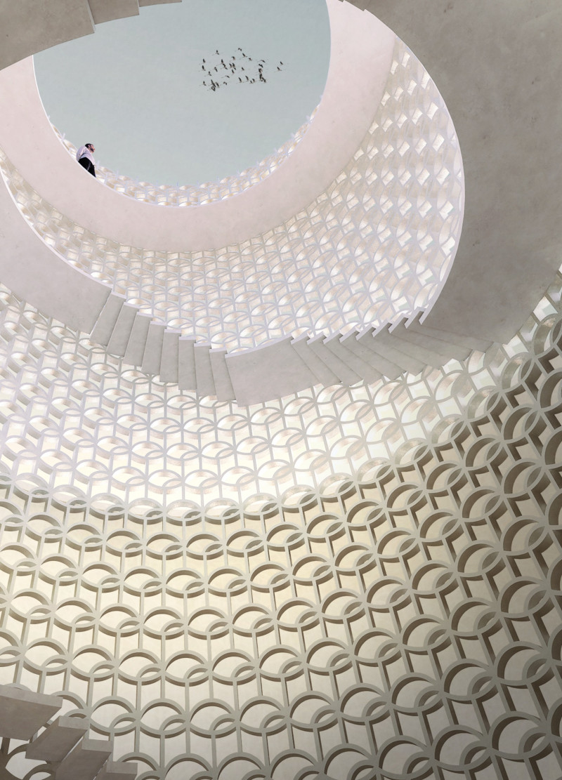 Recycled Plastic Modules in a Shaded Atrium for Desert Observation