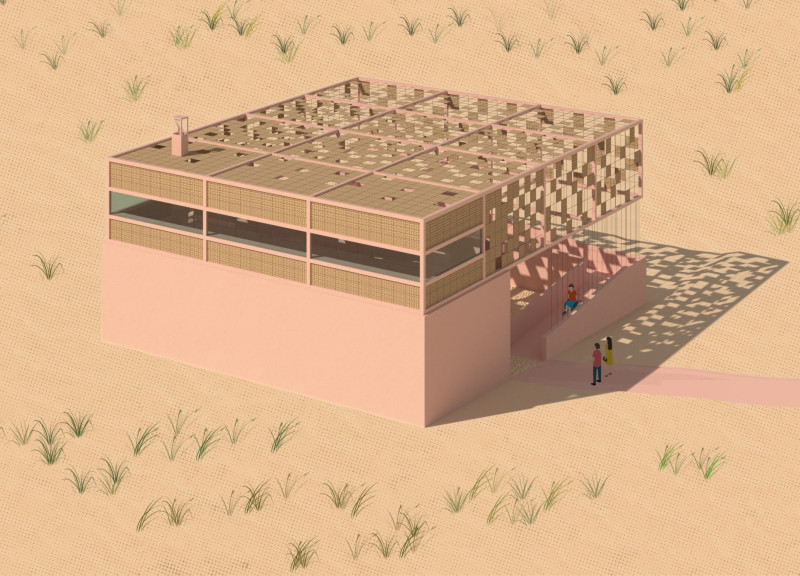 Woven Palm Leaves and Elevated Views in a Wetland Observation Tower