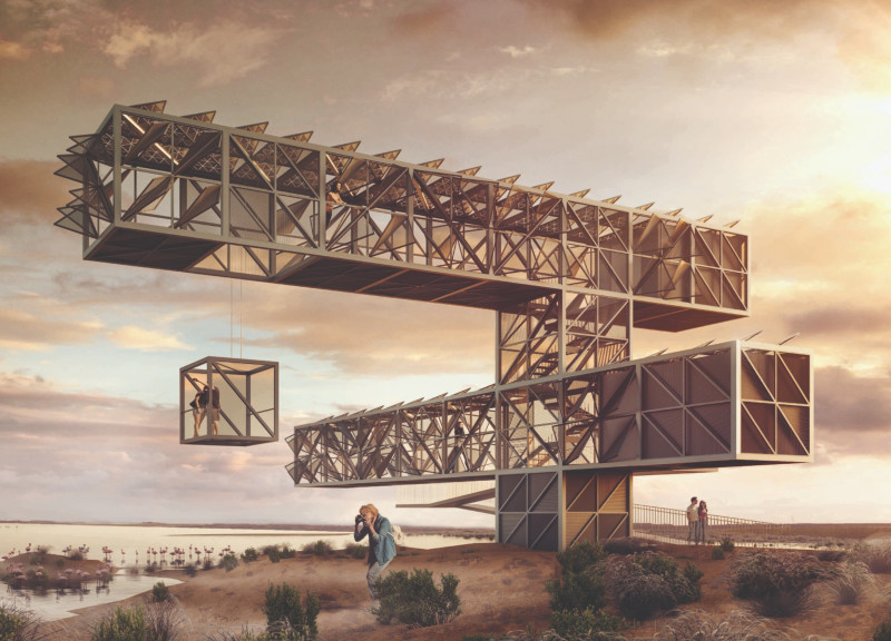Upcycled Steel Observation Tower with Photovoltaic Skin for Wildlife Engagement