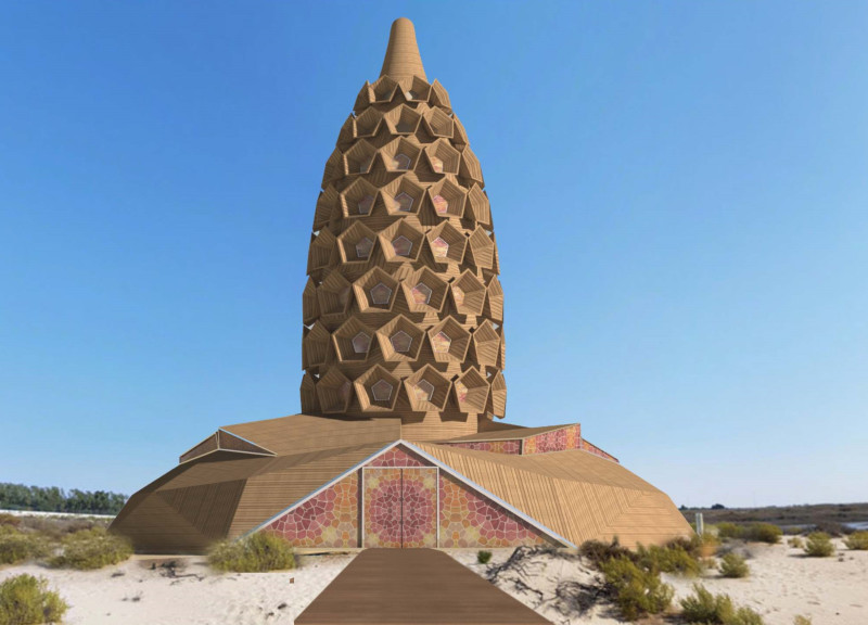 Timber Cladding Inspired by Desert Hyacinth in Wetland Observation Tower