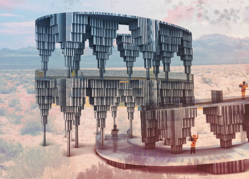 Cardboard Tubes and Acrylic Transparency Within a Wetland Observation Tower