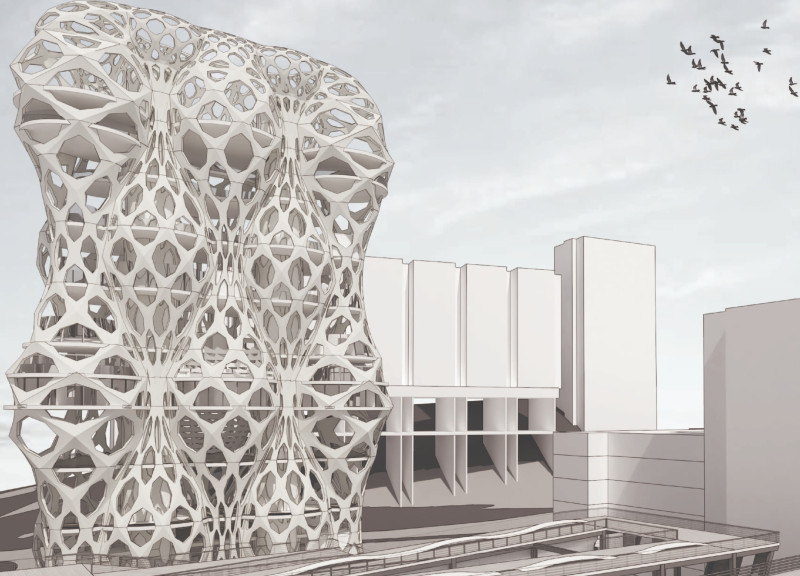 Perforated Panels and Sky Gardens Within an Urban Community Hub