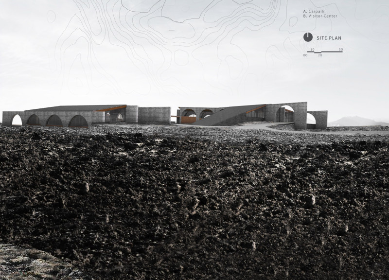 Rooftop Walks Amid Lava Rock Formations with Timber Integration