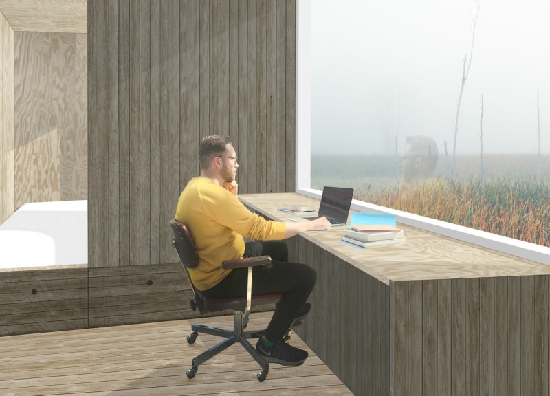 Larch-Clad Huts Surrounding a Central Fire in a Community Garden