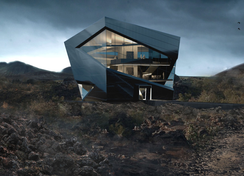 Dramatic Basalt Form with Exposed Geological Layers Overlooking Volcanic Landscape