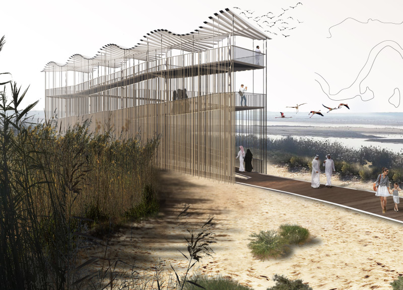 Birdwatching Retreat with Steel Framework and Reed Screen