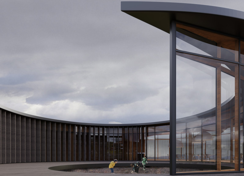 Panoramic Visitor Center with Wooden Lamellas Embracing Natural Landscapes