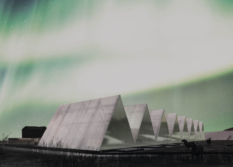 Basalt Walls and Mirrored Facades in a Sustainable Longhouse Retreat