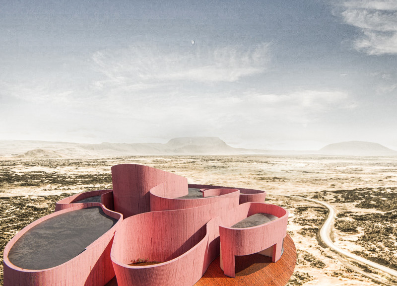 An Exhibition and Co-Working Hub Inspired by Volcanic Forms