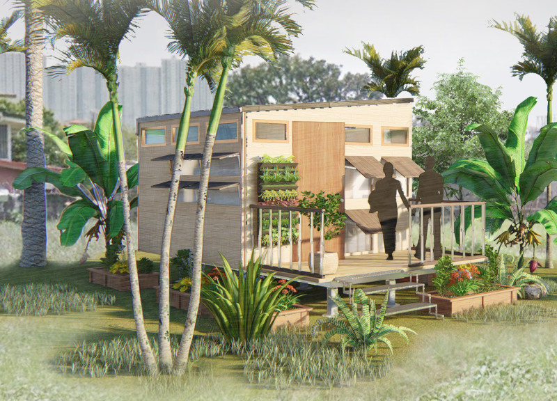 Portable Micro Home with Bamboo Structure and Abaca Mesh for Urban Living