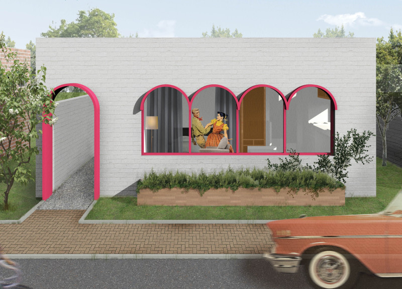 Compact Core Residence with Sustainable Design and Arched Facade