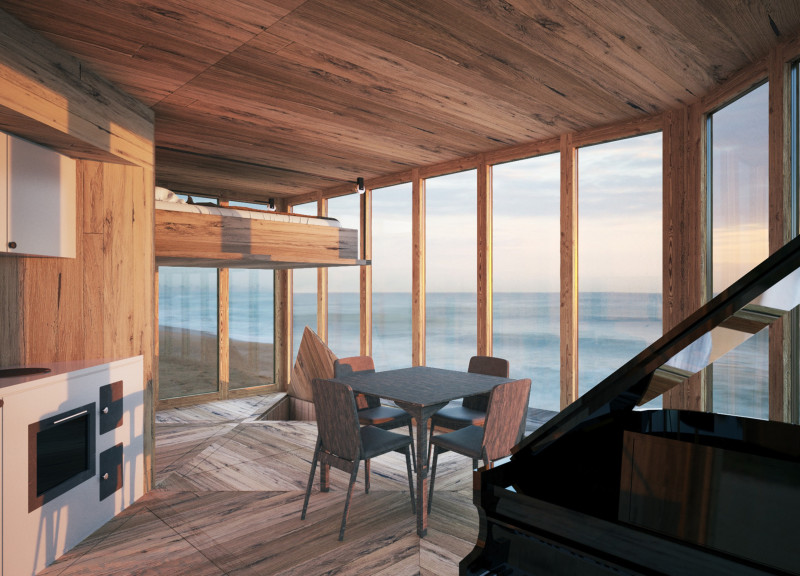 Natural Wood and Double Chamber Glass in Compact Modular Living