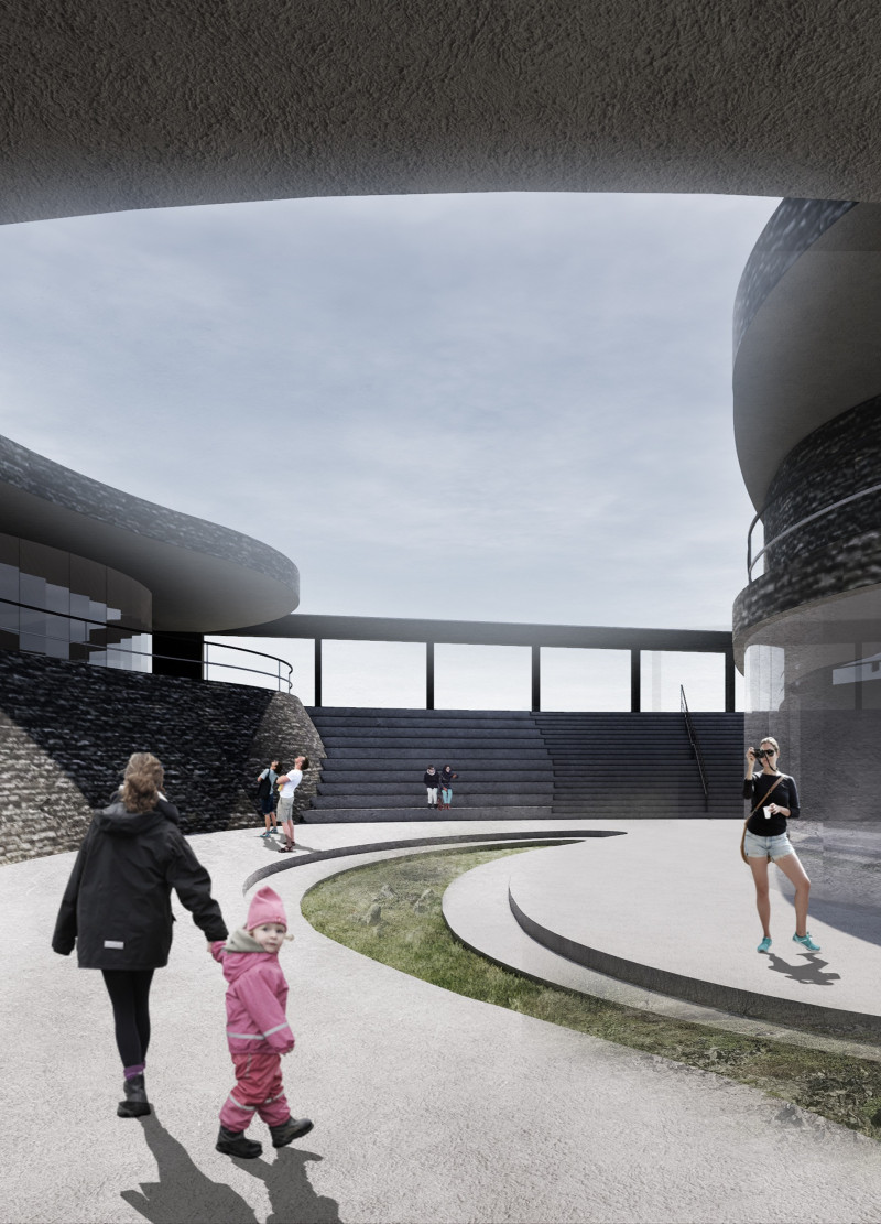 Basalt Forms and Polycarbonate Transparency in a Volcanic Landscape Museum