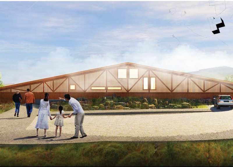 Integration of Volcanic Concrete and Natural Wood in Multifunctional Community Spaces