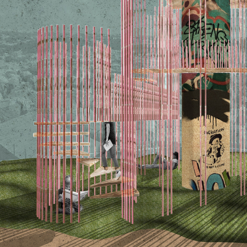 Bamboo Canopy and Cork Pinboard in a Dynamic Reading Space