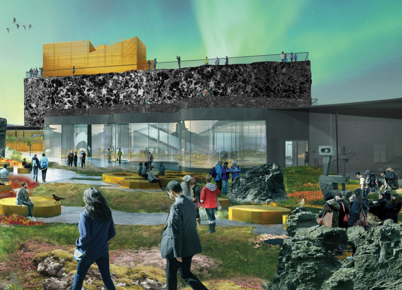 Volcanic Stone Integration with Green Roofing in a Community Education Hub