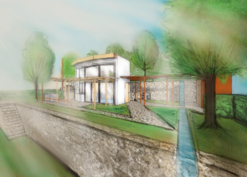 Pressed Straw Insulation and Rainwater Harvesting in a Compact Residential System