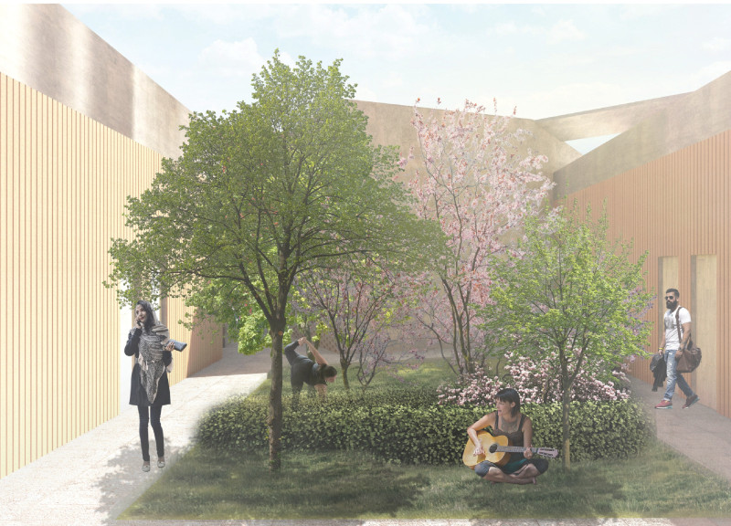 Geothermal Retreat with Concrete Interlocking Forms and Scenic Lake Views