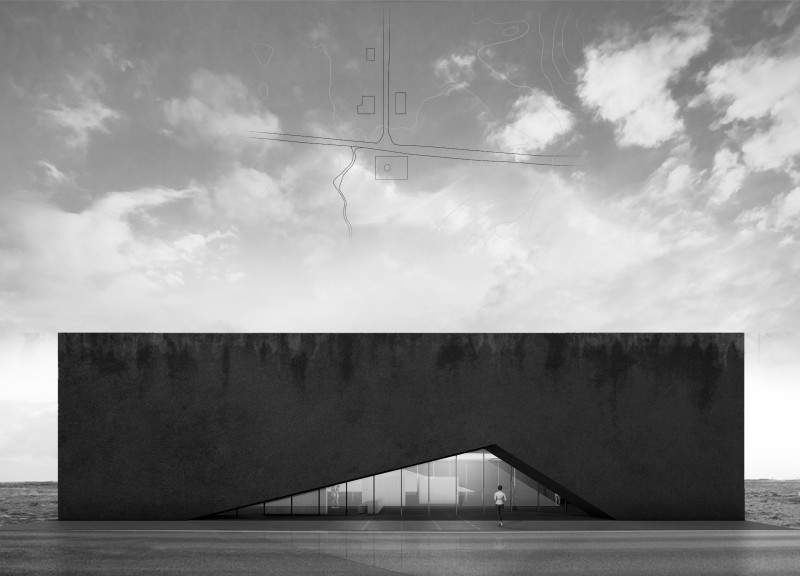 Triangular Cuts in Reinforced Concrete Embrace Natural Light in Volcanic Exhibition Space