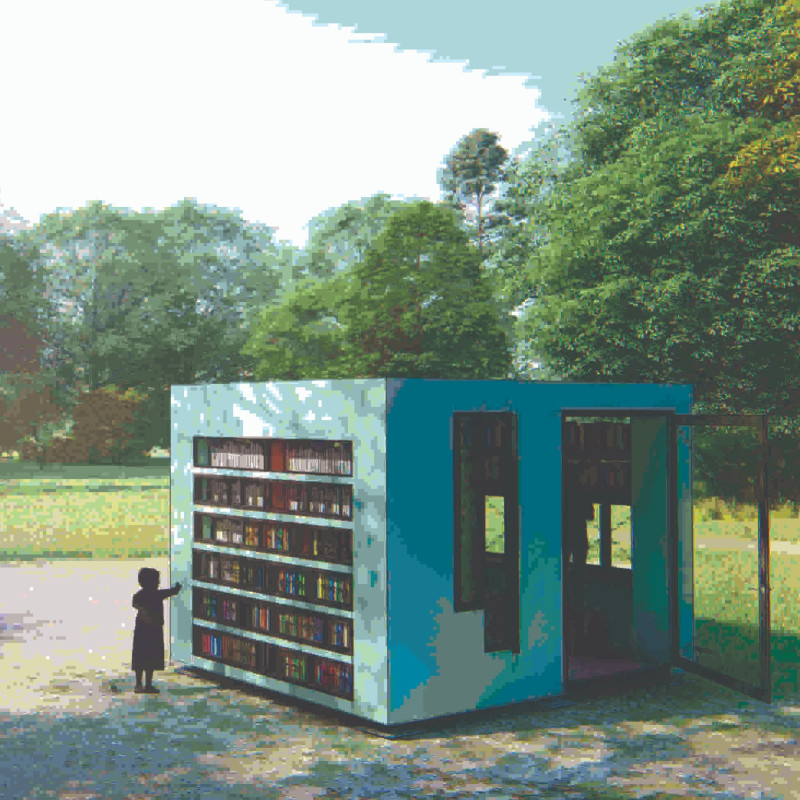 Metal-Framed Grandstand and Steel Structure Create Flexible Community Reading Space