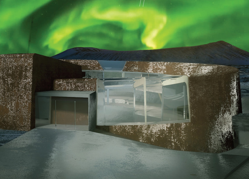 Rukki Panel Integration with Crater Views in a Volcanic Landscape