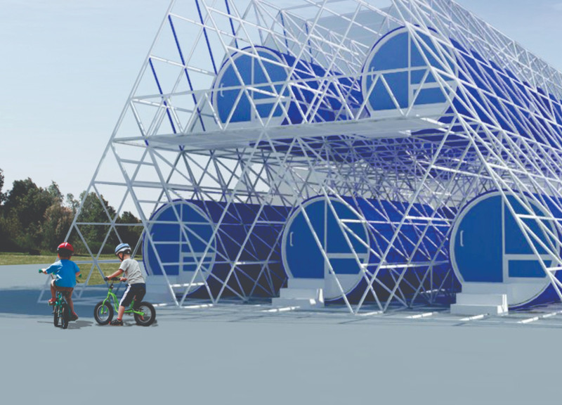 Iron Frame Structure Enhances Community Living Through Vertical Stacking