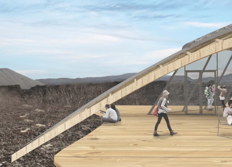 Timber Enclosure with Straw Bale Walls in Lava Field Landscape