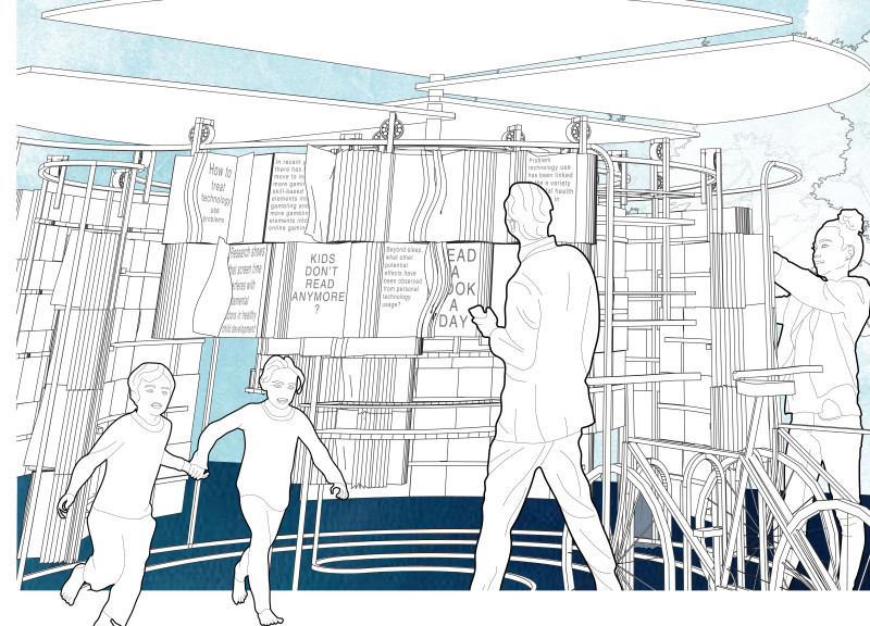 Flipped Book Facades and Solar Energy Shade in a Community Reading Space