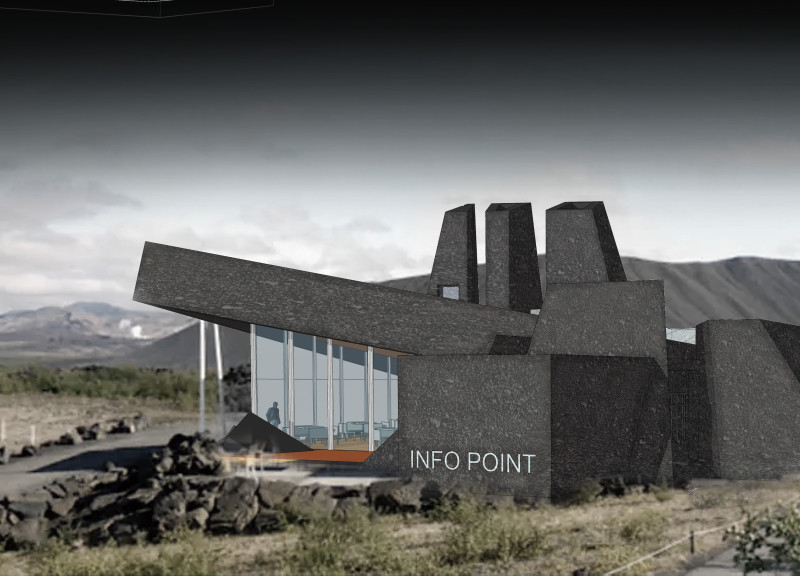 Monolithic Forms Crafted from Ecological Mortar in Volcanic Landscape Visitor Center