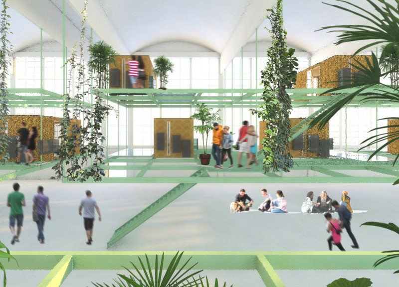 Micro Living in Hay Weave Halls with Integrated Commercial Spaces