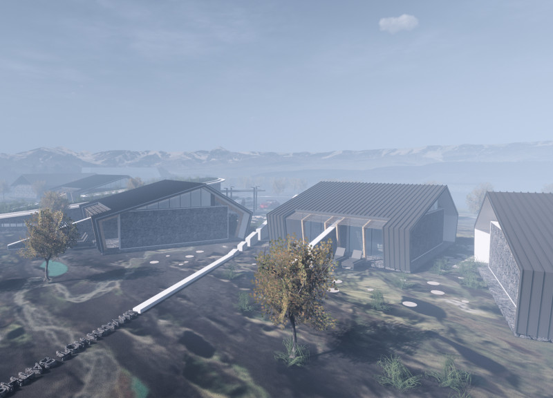 Turf and Volcanic Rock Guesthouse Embracing Geothermal Landscapes