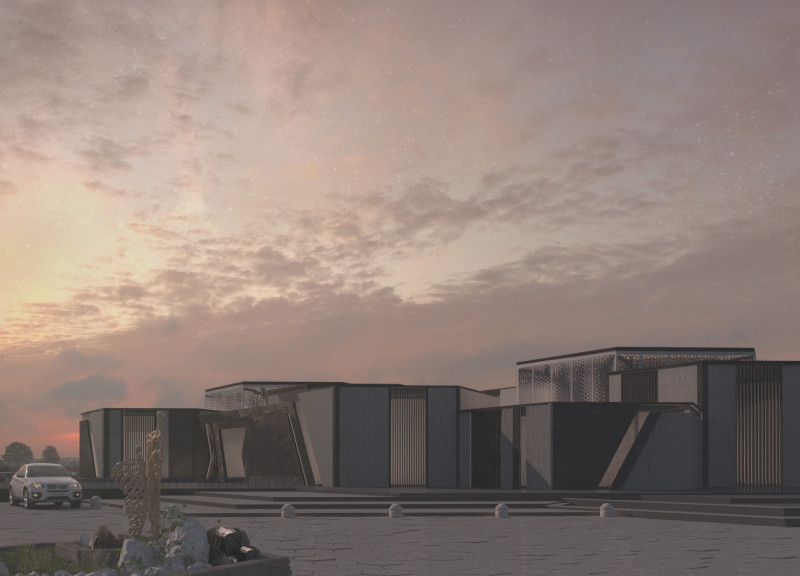 Magma-Inspired Masses with Volcanic Basalt in a Cultural Space