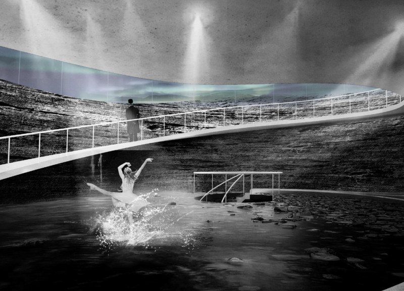 Reflective Glass Structure Embracing Volcanic Landscape and Water Elements