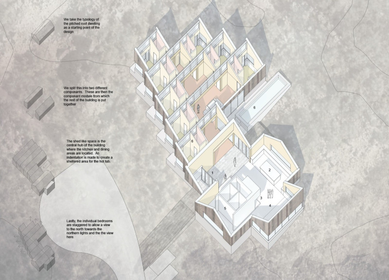 Charred Timber Retreat with Staggered Views of the Northern Lights